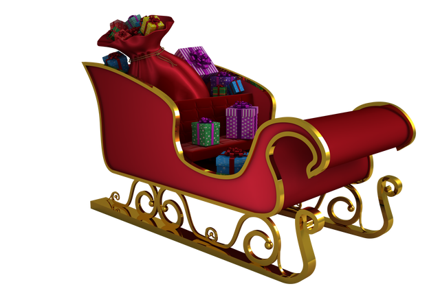 Transparent Red and Gold Santa's Sleigh with Gifts - Download Free Stock Videos Pikwizard.com