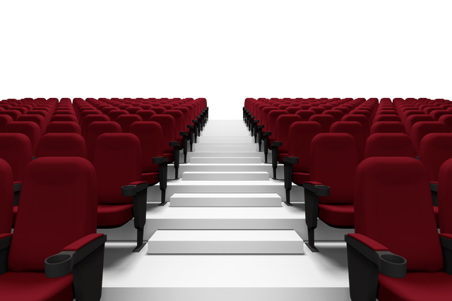 Transparent Cinema Lounge with Row of Red Empty Seats - Download Free Stock Videos Pikwizard.com