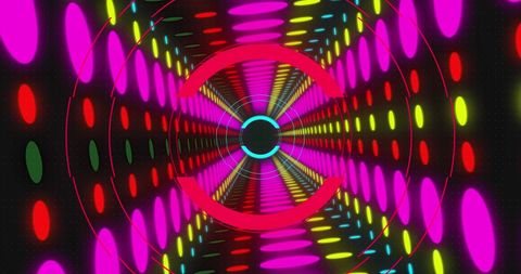 Vibrant Digital Tunnel with Colorful Retro Circles
