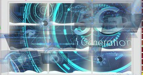 Futuristic 5g interface in high-tech control room