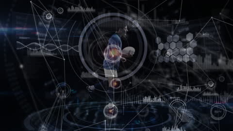 Digital Interface with Rugby Player and Data Visualizations