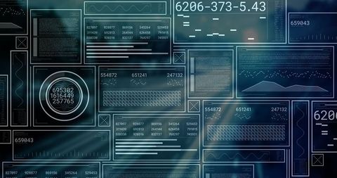 Futuristic digital dashboard with data analytics and graphs