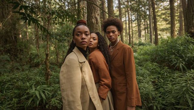 Diverse Women in Earth-Toned Fashion Elegance Outdoors