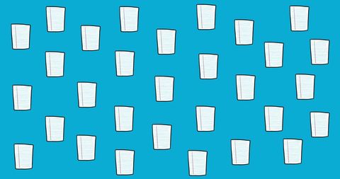 Back to school concept with lined paper icons on blue