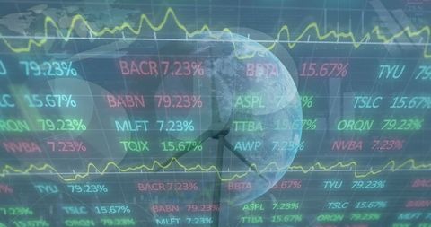 Global Economy and Renewable Energy Concept with Stock Market Data
