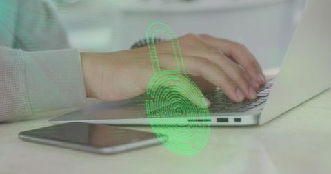biometric security and data processing with laptop use - Download Free Stock Images Pikwizard.com