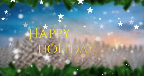 Festive Falling Stars Animation with Happy Holiday Text