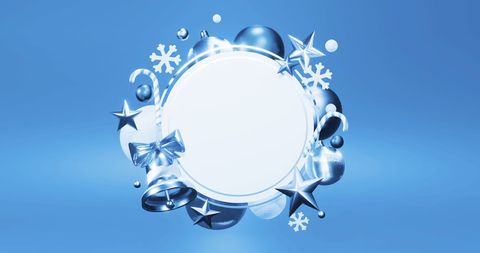 Festive Blue Christmas Frame with Copy Space