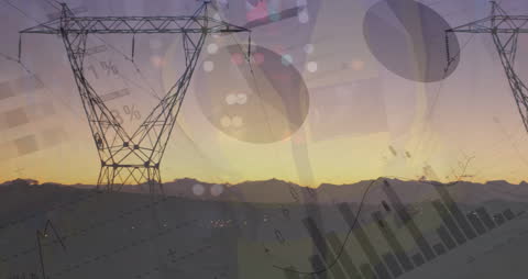 Financial Data and Energy Concept with Electricity Poles