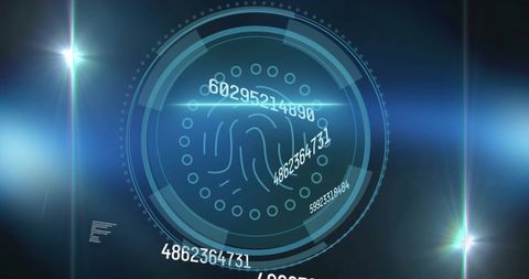 Futuristic biometric fingerprint scanner interface