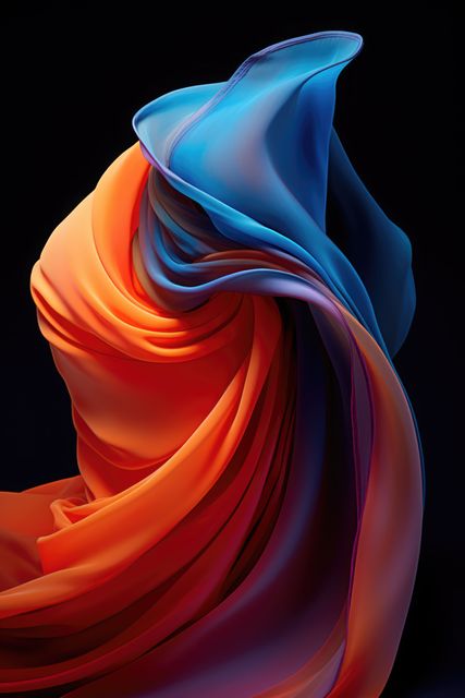 Blue and orange silk material on black background, created using generative ai technology - Download Free Stock Photos Pikwizard.com