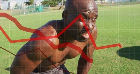 Pushing through fatigue during outdoor sprint training with red performance graph overlay