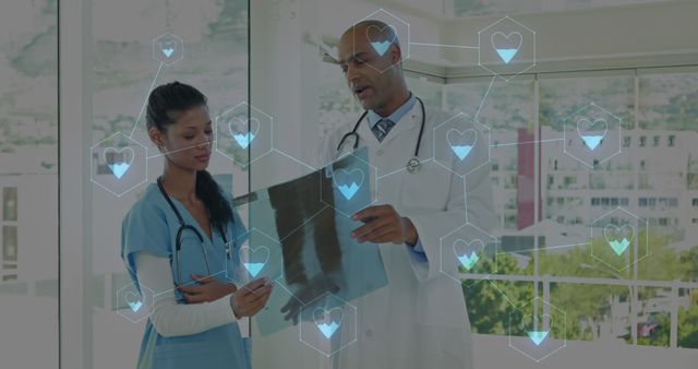 Doctors Reviewing X-ray with Digital Health Interface in Modern Hospital - Download Free Stock Images Pikwizard.com