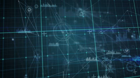 Futuristic Digital Data Network Interface with Connections Overlay
