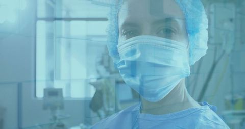 Dedicated Surgeon in Surgical Attire Focusing in Operating Room