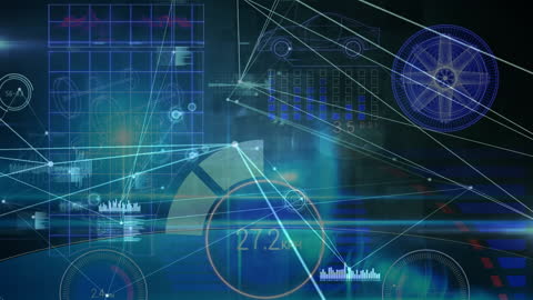 Futuristic Digital Network and Data Analysis Interface