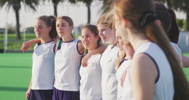 Teenage Girls Hockey Team Celebrating Victory Outdoor - Download Free Stock Images Pikwizard.com