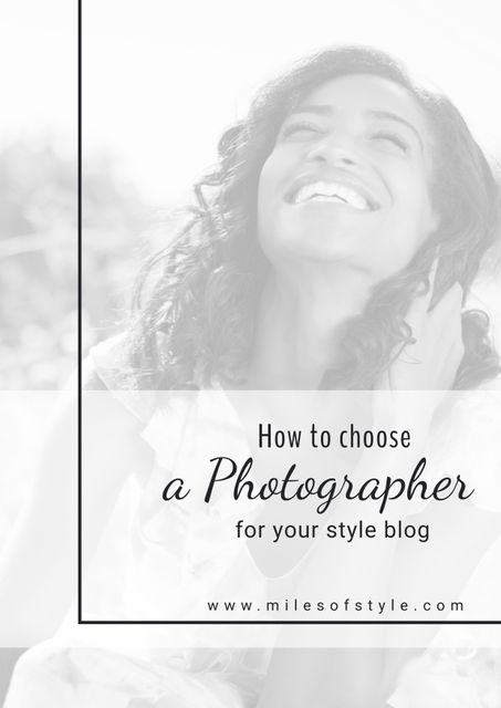 Ideal for promoting photography services focusing on personal branding or style blogs. The radiant smile of the woman conveys positivity and happiness, making it perfect for banners, advertisements, and tutorial content centered around tips for choosing photographers for personal blogs or style enhancement.