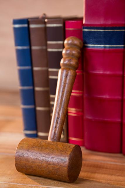 Judges gavel with books on a table