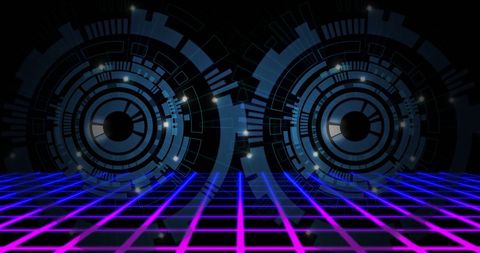 Futuristic hologram technology with loading circles