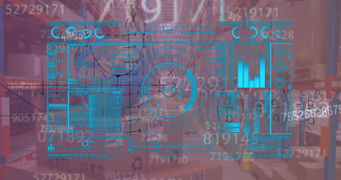Futuristic HUD Interface with Overlaid Data and Numerical Patterns