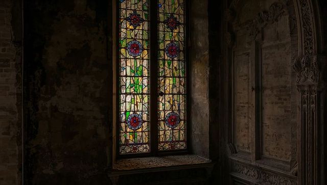 Historic Stained Glass Windows in Gothic Chapel