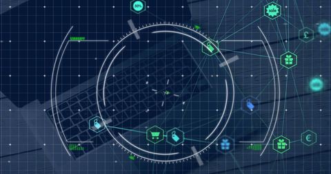Digital Interface with Cybersecurity Icons on Laptop Screen - Download Free Stock Images Pikwizard.com