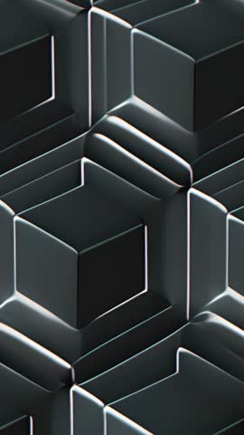 Vertical Futuristic Cube Grid Pulsing Light with Rising Wireframes | Loopable Motion