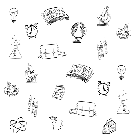 Black school shapes on transparent background illustration