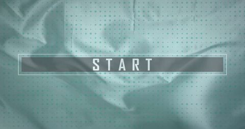 Minimalistic start button interface with teal dotted design
