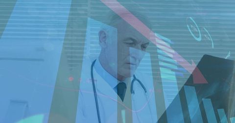 Senior doctor analyzing digital medical data in office