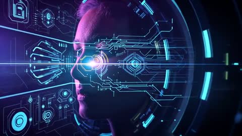 Futuristic Digital Interface Overlay on Profile View