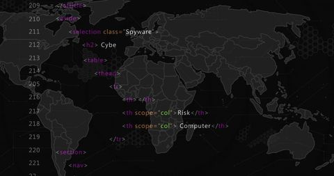 Global Cybersecurity Concept with Programming Language and World Map - Download Free Stock Images Pikwizard.com