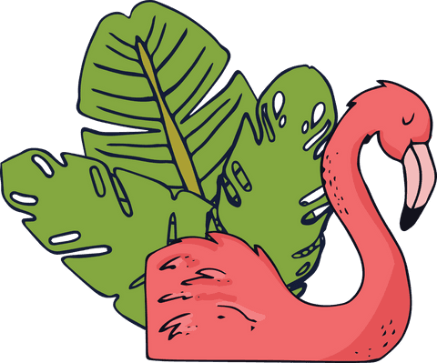 transparent vector flamingo with fanned tropical leaf background - Download Free Stock Videos Pikwizard.com