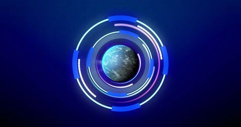 Futuristic Digital Data Interface Encircling Earth - Download Free Stock Images Pikwizard.com