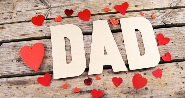 Wooden Background with 'Dad' Letters and Red Hearts - Download Free Stock Images Pikwizard.com