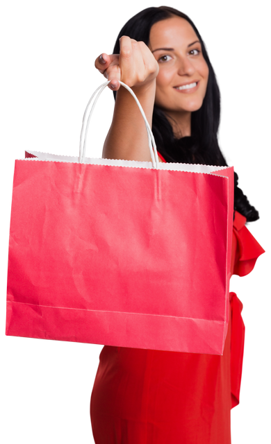 Woman Holding Red Shopping Bag for Promotional Use with Transparent Background - Download Free Stock Videos Pikwizard.com