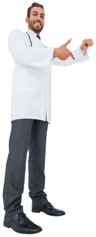cheerful male doctor pointing on transparent background - Download Free Stock Videos Pikwizard.com