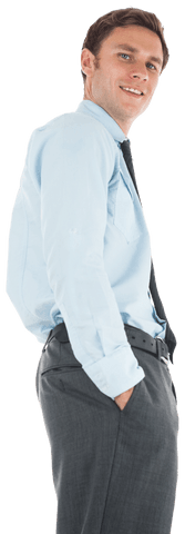 Confident Businessman Standing Smiling in Office Attire Transparent Background