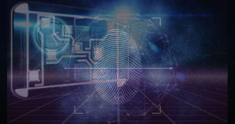 Digital Interface Concept with Fingerprint and Data Processing - Download Free Stock Images Pikwizard.com