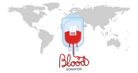 World blood donation campaign over global map
