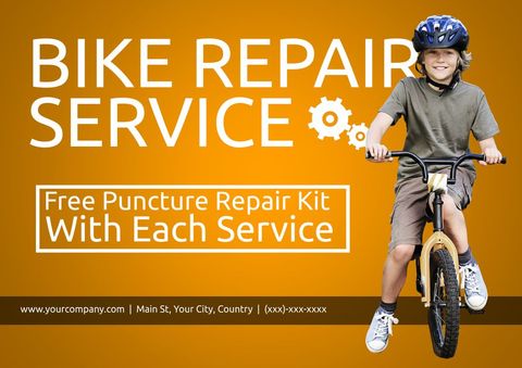 Child Riding Bicycle Promoting Reliable Bike Repair Service - Download Free Stock Templates Pikwizard.com