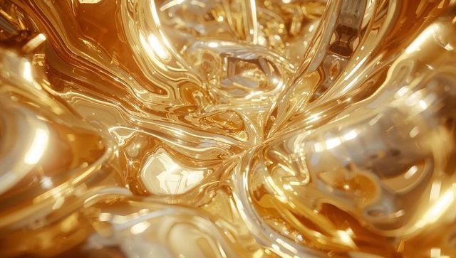 Abstract Molten Gold Fluid Surfaces Creating Reflections