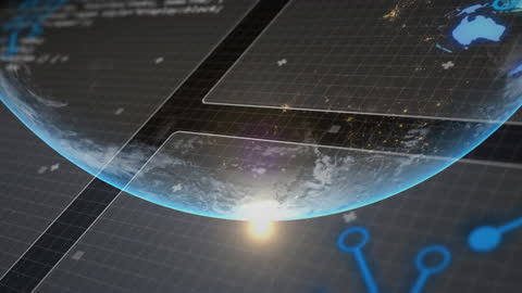 Digital Financial Data Processing Over Global Map Concept