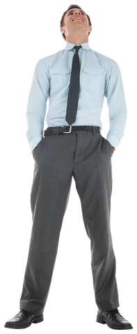 Confident Businessman Standing with Transparent Arm Poses