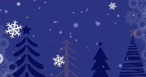 Winter Night with Falling Snowflakes and Stylized Trees - Download Free Stock Images Pikwizard.com
