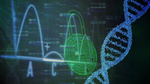 DNA Strand with Scientific Data Visualization