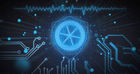 Futuristic Digital Shield with Propeller Symbol and Circuitry - Download Free Stock Images Pikwizard.com