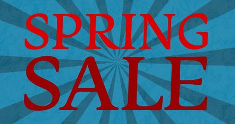 Spring Sale Red Text on Blue Spinning Background - Download Free Stock Images Pikwizard.com
