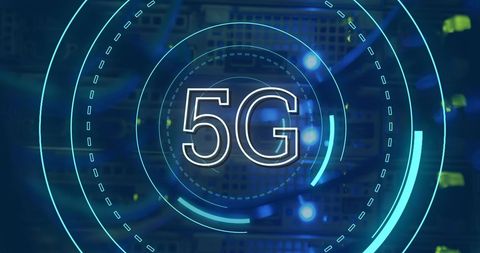 Futuristic 5G Technology with Digital Circles and Cables - Download Free Stock Images Pikwizard.com